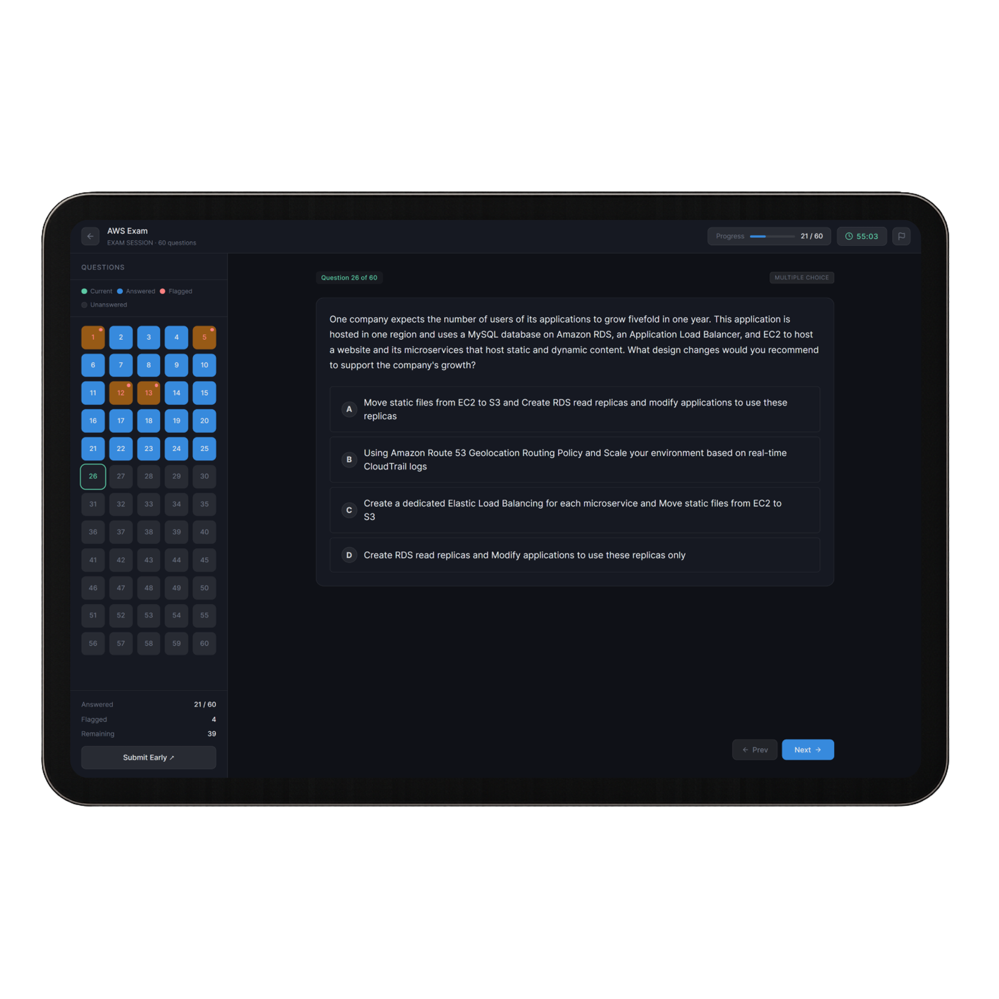 Refraxi Practice Exam on iPad